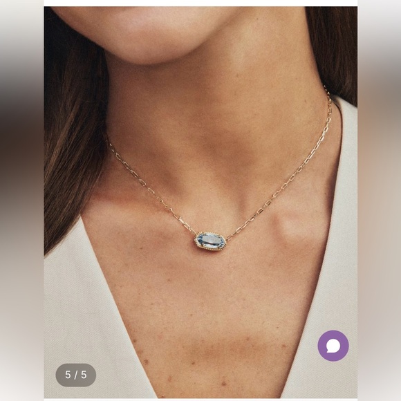 Kendra Scott Elisa Gold Chain Necklace Magenta stone 15-17” length w/ bag - Picture 6 of 6